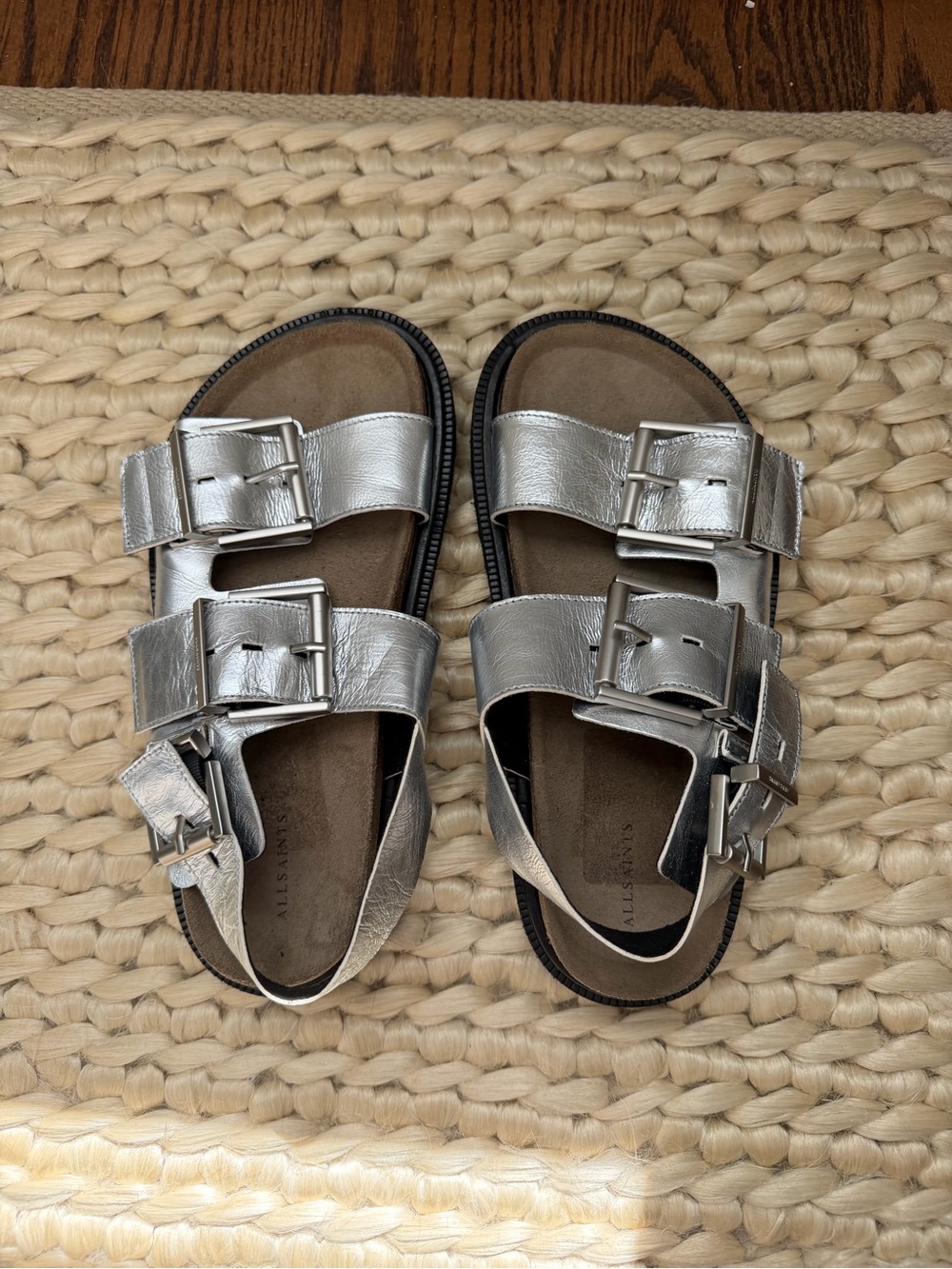 All Saints Isla Silver Sandals NEW